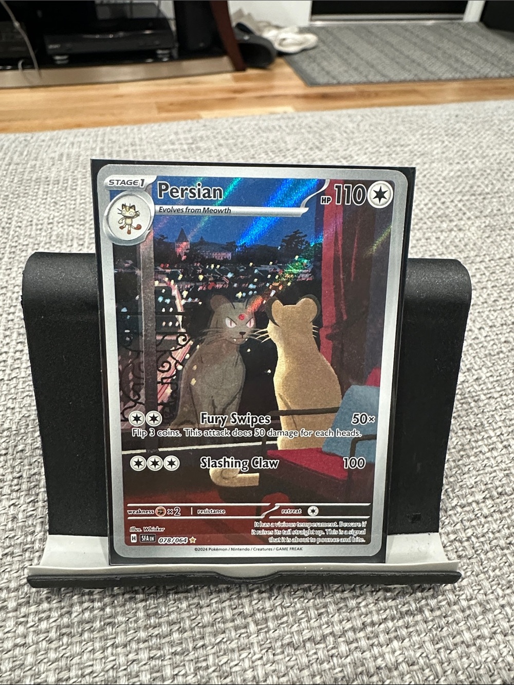 Pokemon Persian Rare Trading Card - Blue, Red, Silver